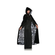 Velvet/Satin Flocked Cape Adult Black/Grey 