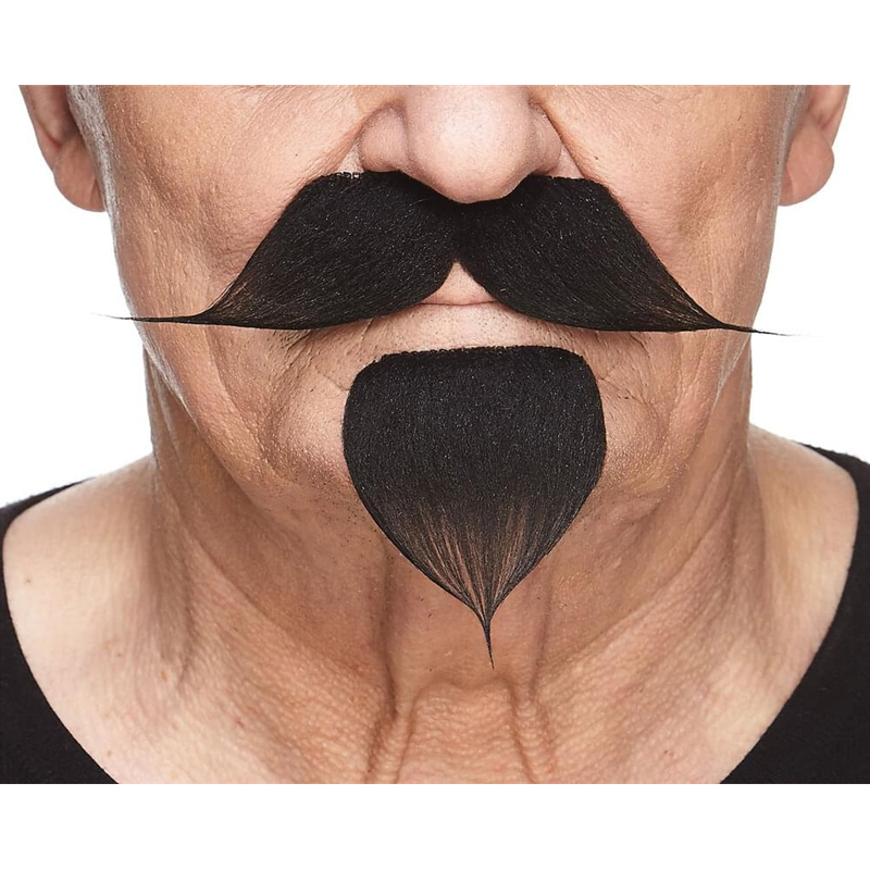 Handlebar Moustache and Goatee Set Black