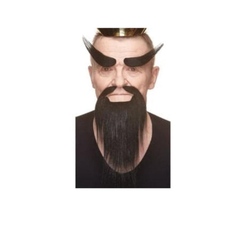 Shaolin Monk Mustache Beard and Eyebrows Black 