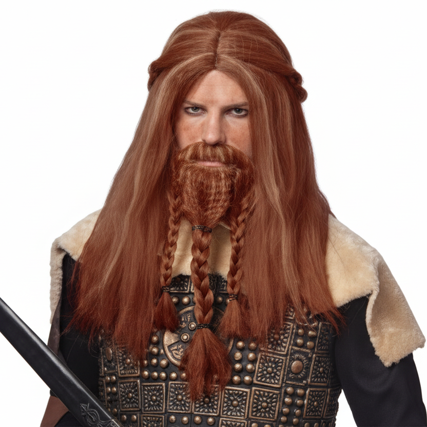 Viking Wig & Beard Auburn 