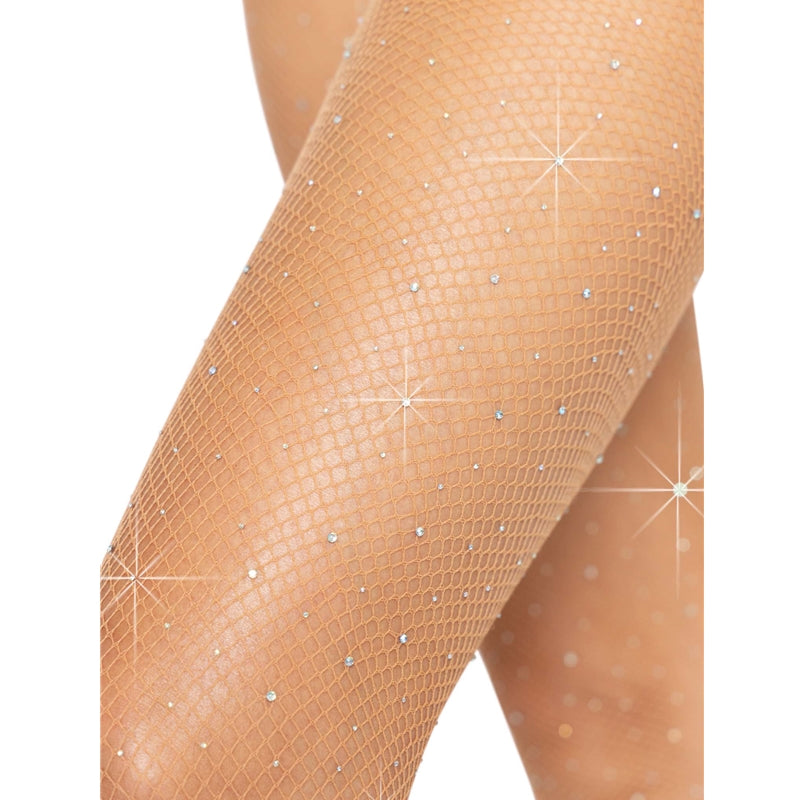 Fishnet Tights Black with Crystals Adult
