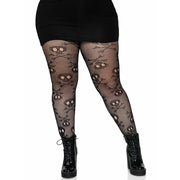 Pirate Booty Skull Pantyhose Black Plus Size