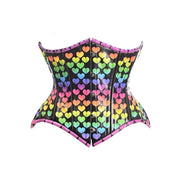 Rainbow Hearts Steel Boned Underbust Corset