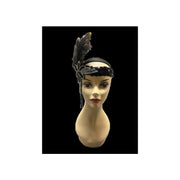 Flapper Headband with Tassels Black/Silver