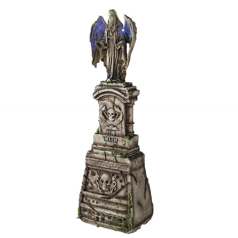 Tombstone with Light-Up Angel & Skulls Halloween Decoration