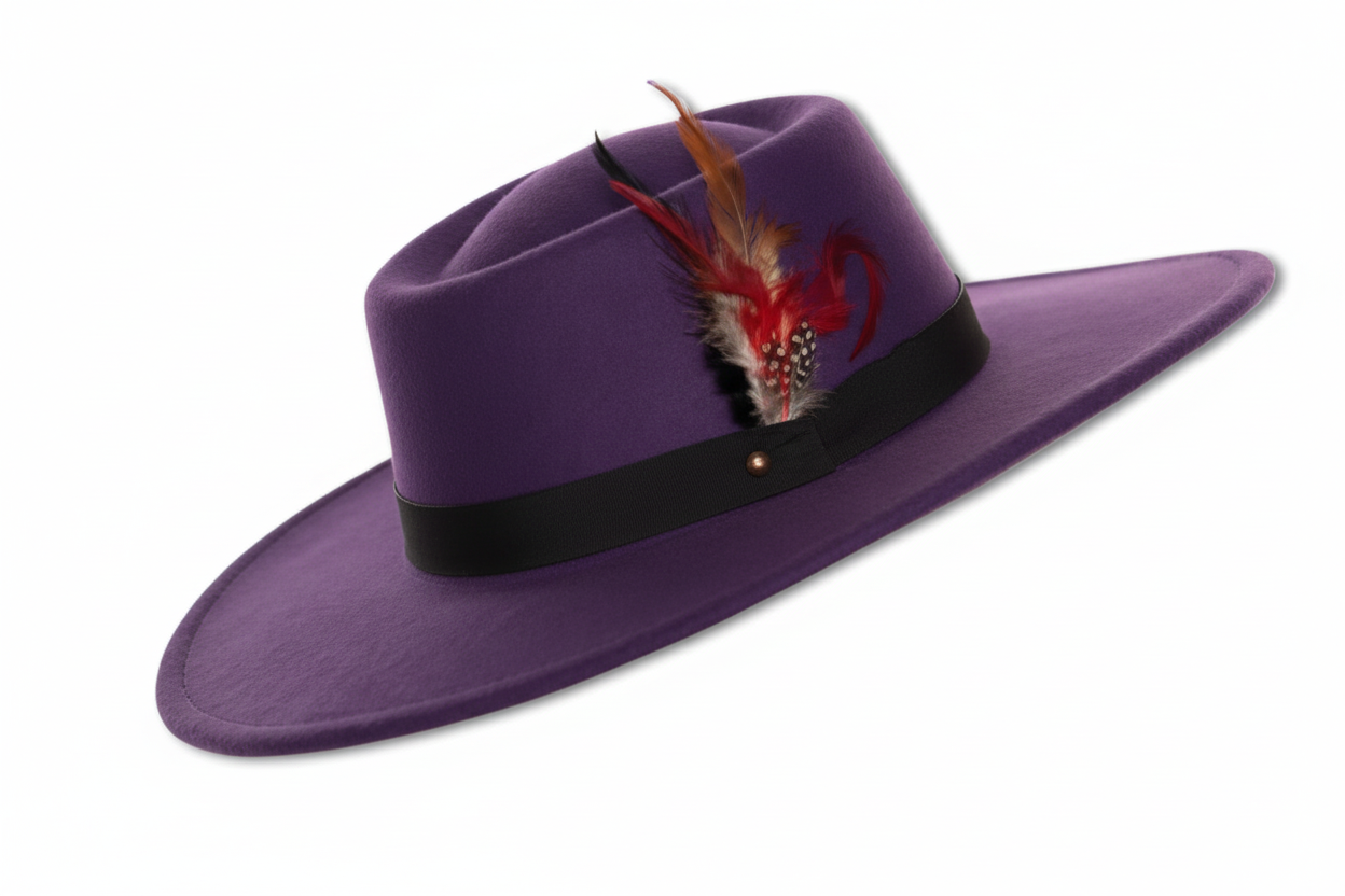 Wide Brim Felt Fedora Hat