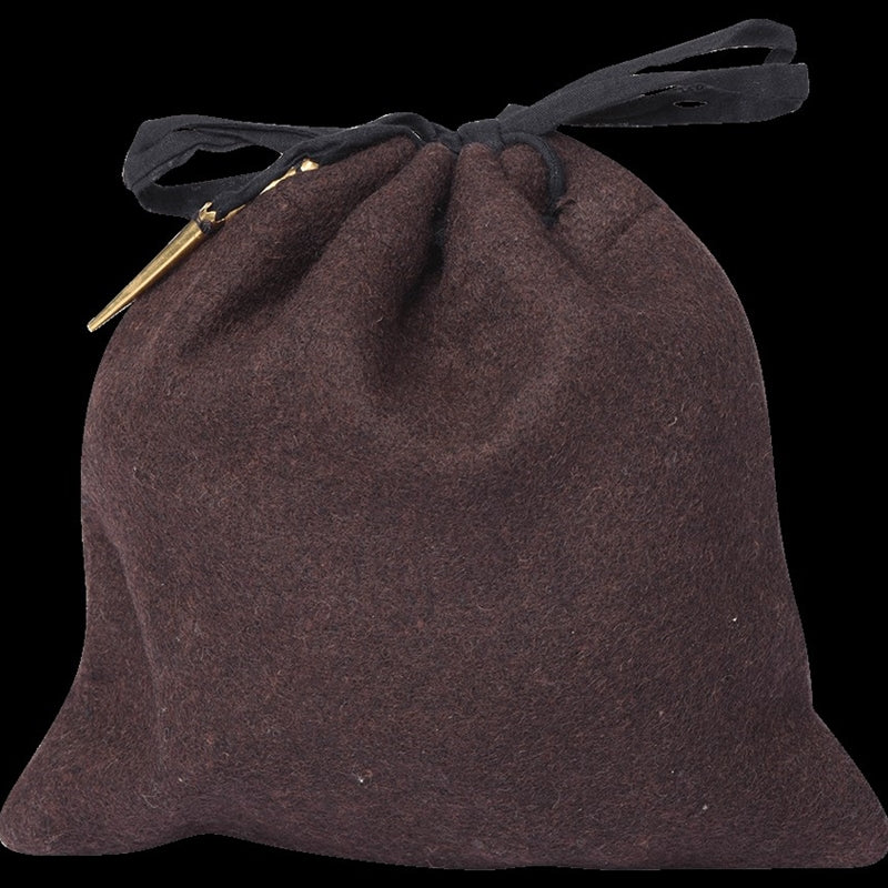 Wool Drawstring Pouch Brown 