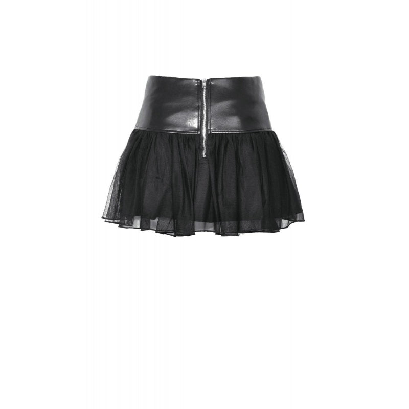 Punk Rebel Faux Leather Mesh Skirt