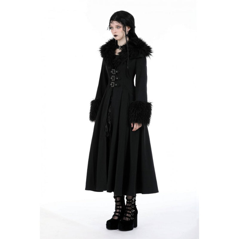 Gothic Fur Neck and Sleeves Woolen MaxI Coat