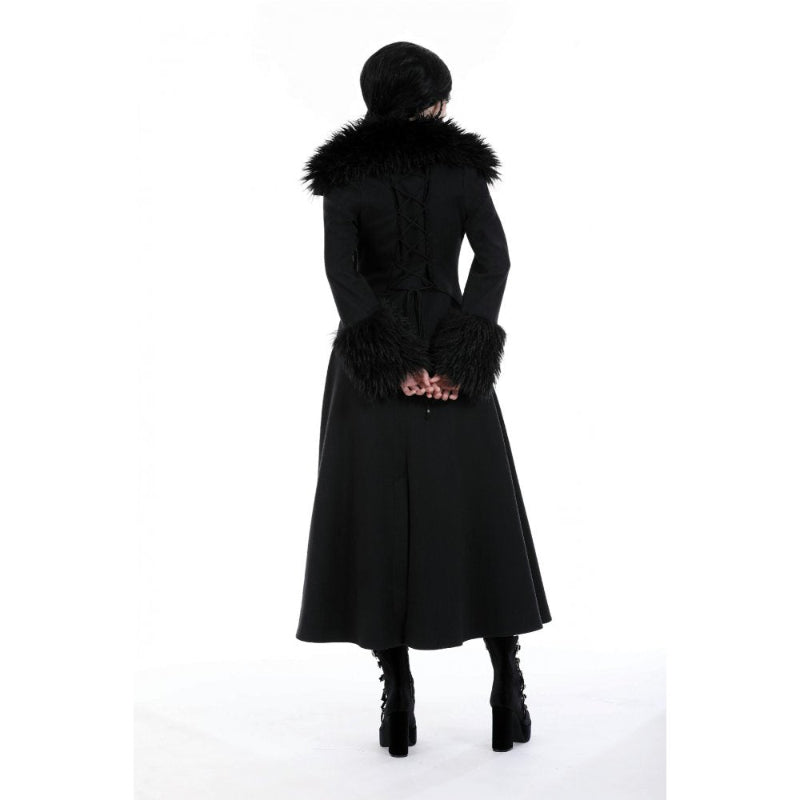 Gothic Fur Neck and Sleeves Woolen MaxI Coat