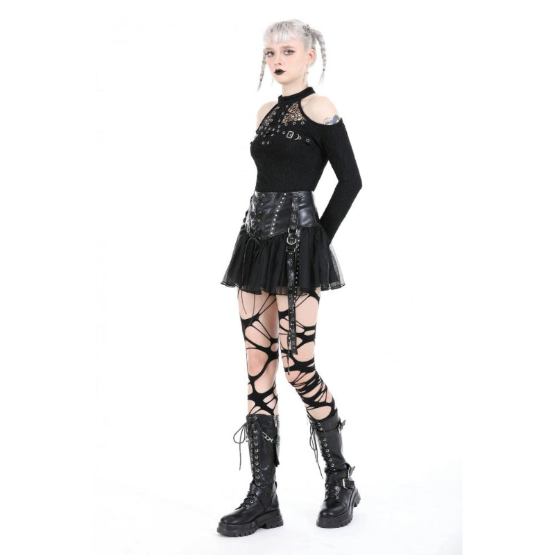 Punk Rebel Faux Leather Mesh Skirt