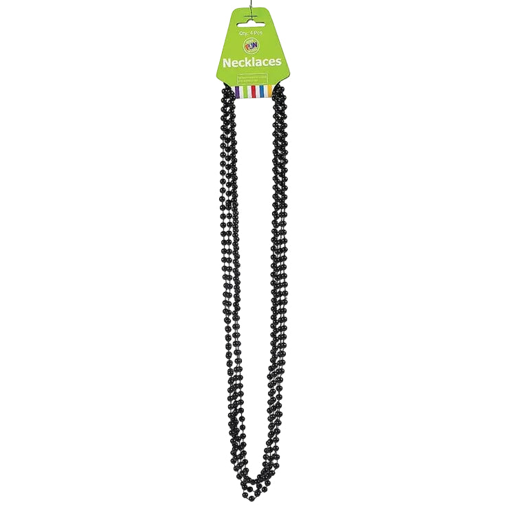 Bead Necklaces Black (4pk)