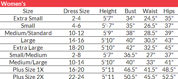 Sizing Chart