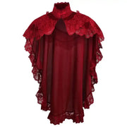 Dark Red Velvet & Lace Capelet