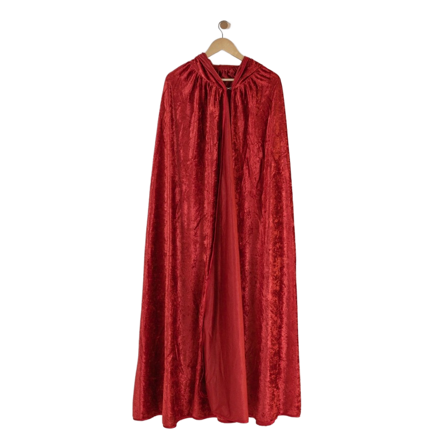 Adult Hooded Cloak - Crushed Velour Medieval Hooded Cape