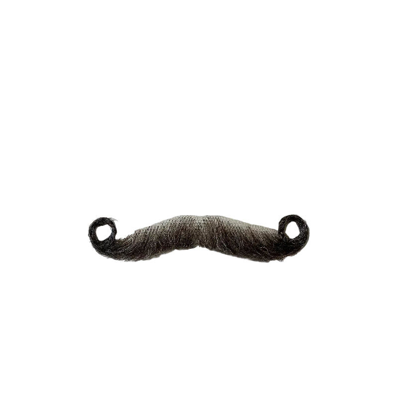Small Gray - Brown Synthetic Handlebar Moustache