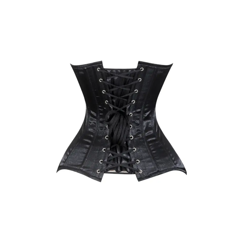 Lavish Black Satin Front Zipper Overbust Corset
