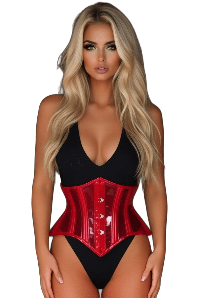 Lavish Clear Red Curvy Cut Mini Cincher Corset