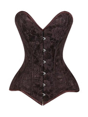 Lavish Dark Brown Lace Overbust Corset Sweetheart Neckline Busk Closure