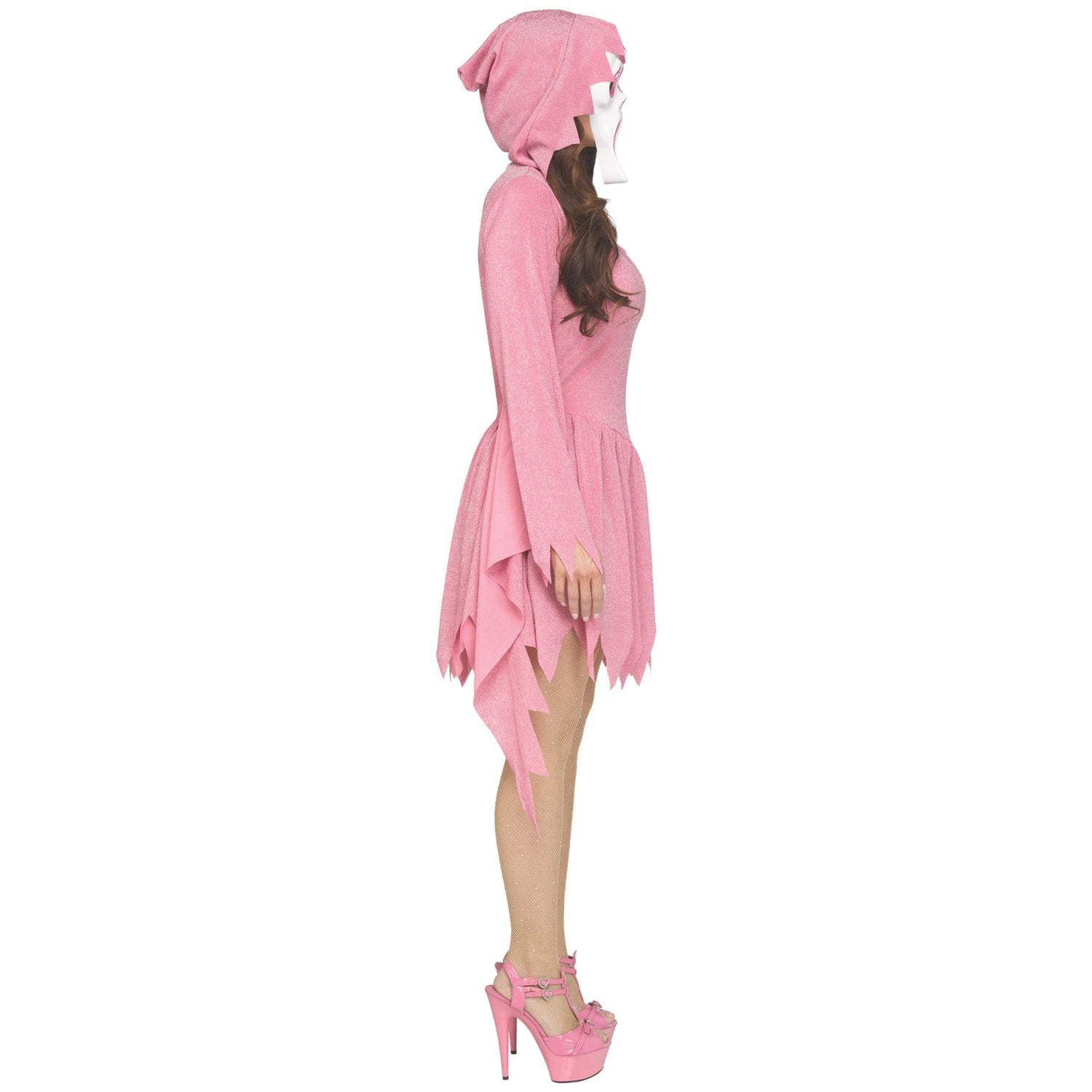 Pink Glitter Ghost Face Adult Costume with Mask
