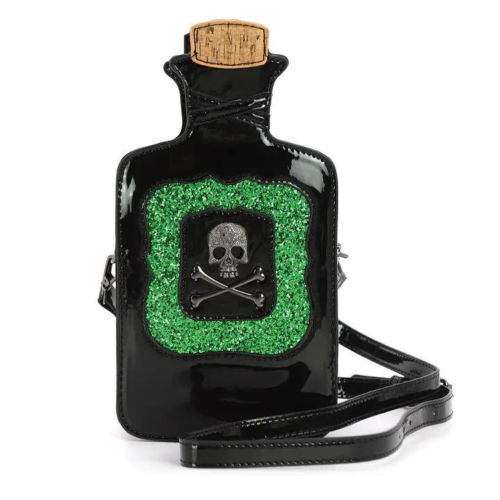Poison Bottle Skull and Crossbones Cross Body Bag