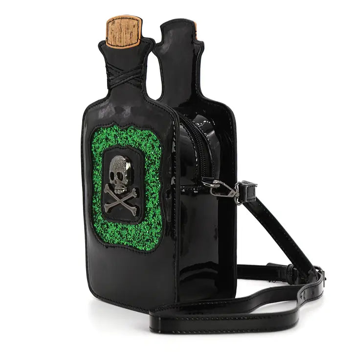 Poison Bottle Skull and Crossbones Cross Body Bag