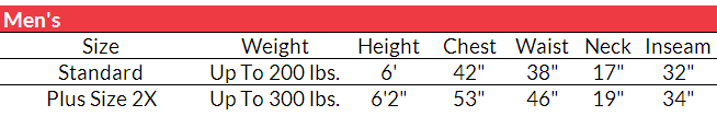 Sizing Chart
