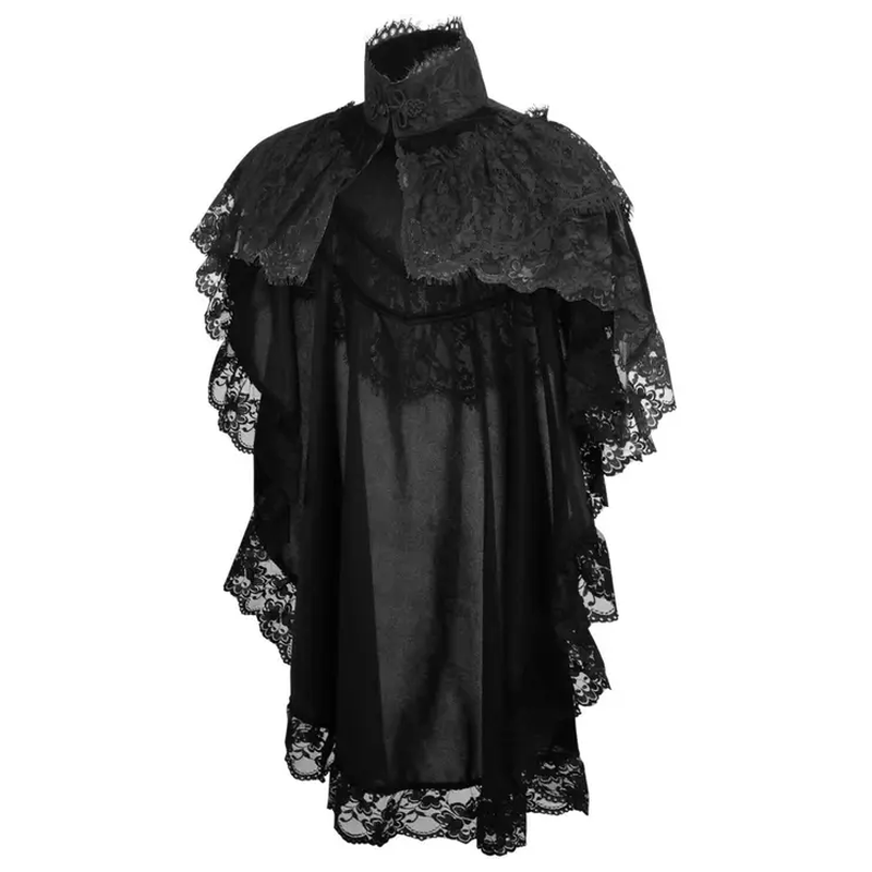 Tapered Black Velvet & Lace Capelet