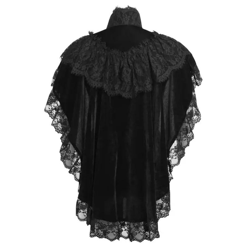 Tapered Black Velvet & Lace Capelet