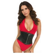 Top Drawer Black Faux Leather Steel Boned Mini Cincher