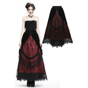 Gothic Black and Red Velvet Lace Skirt One Size