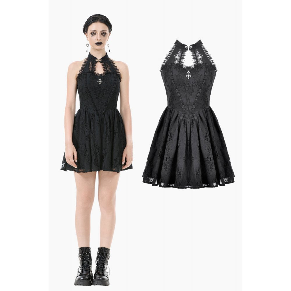 Clestial Bloom Lace Halter Dress