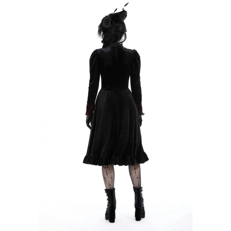 Gothic Vampire Black and Scarlet Velvet Dress Size Extra Small