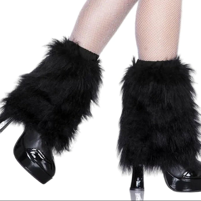 Fuzzy Black Adult Leg Warmers One Size