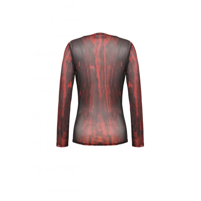 Black and Red Tie-Dye Mesh Adult Top