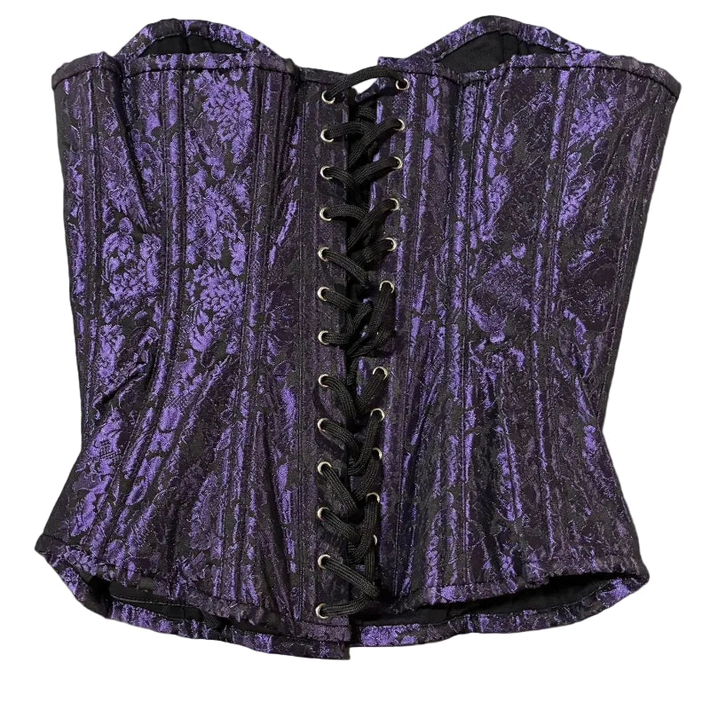 Purple Brocade Steel Bones Overbust Corset 28"