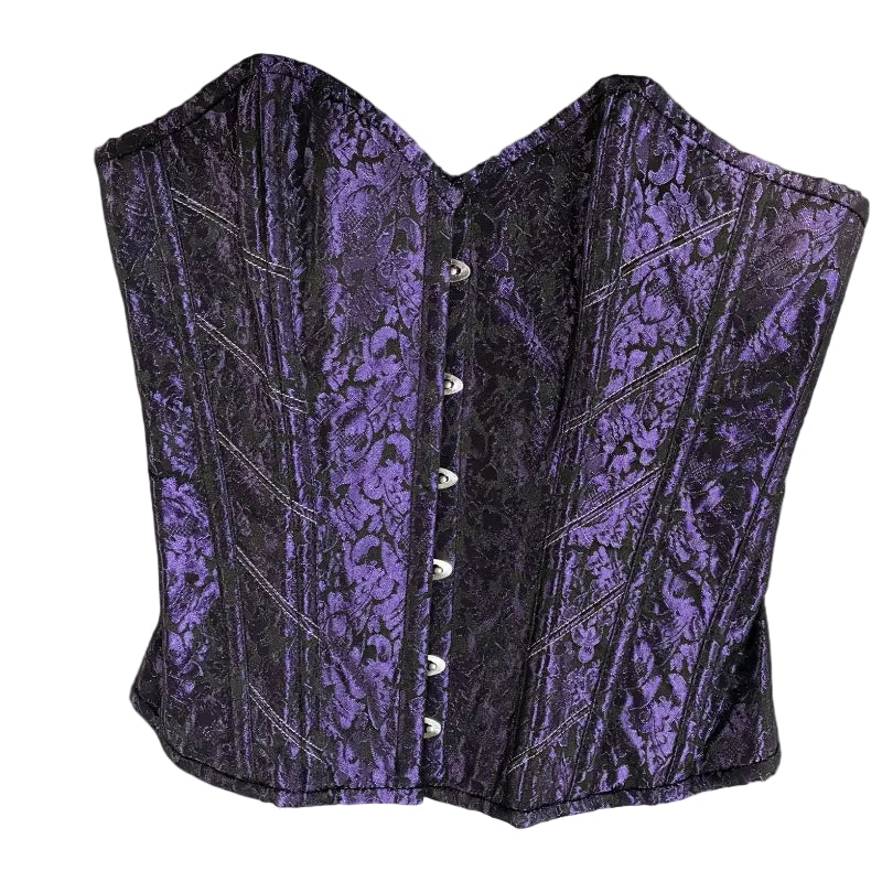 Purple Brocade Steel Bones Overbust Corset 28"