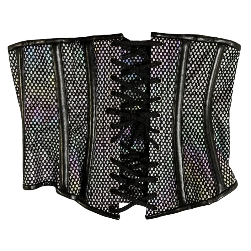 Silver Rainbow Brocade Underbust Corset 26"