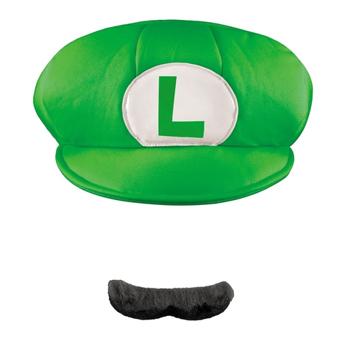 Luigi Adult Hat & Mustache | The Costumer