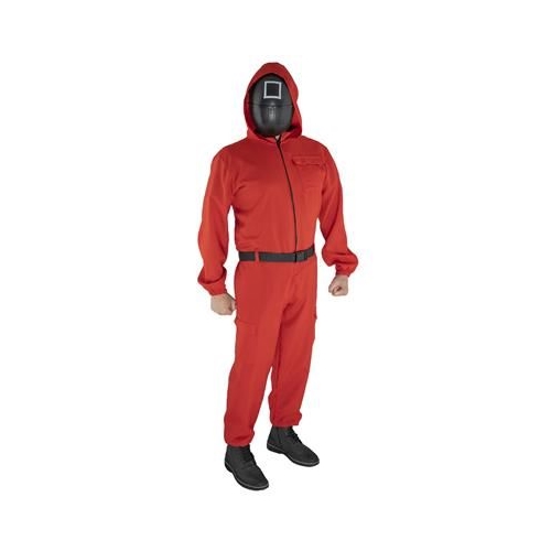 Red Overalls with Mask Adult Costume One Size