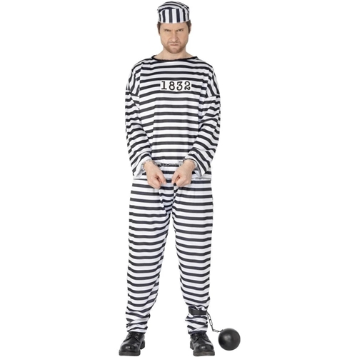 Black and White Convict Adult Costume Large (42 - 44)