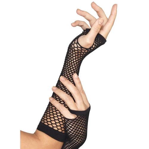 Long Black Fishnet Gloves