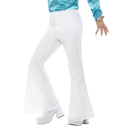 Men's White Flared Pants, XL