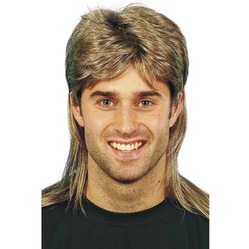 Brown Mullet Wig with Blond Highlights