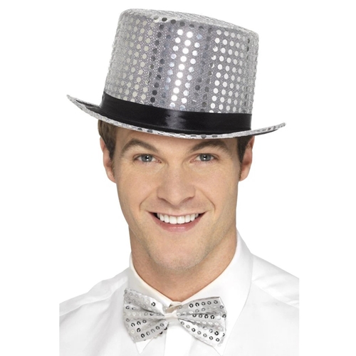 Silver Sequin Top Hat