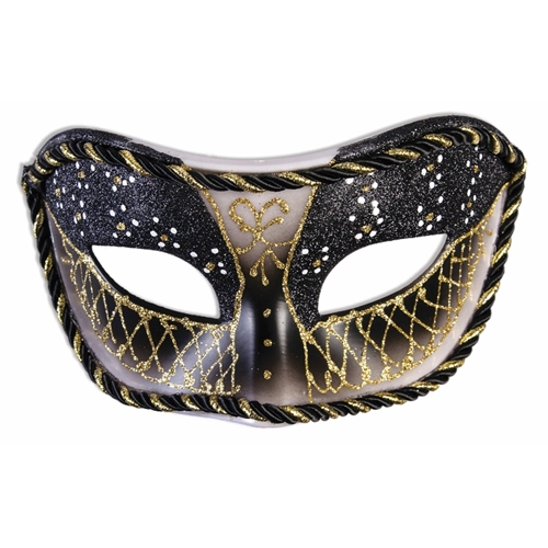 Black and Gold Eye Mask with Ribbon