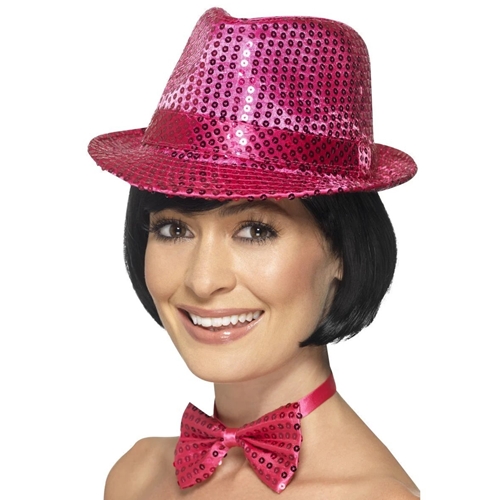 Pink Sequin Trilby Hat