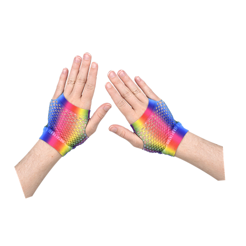 Short Rainbow Fishnet Gloves