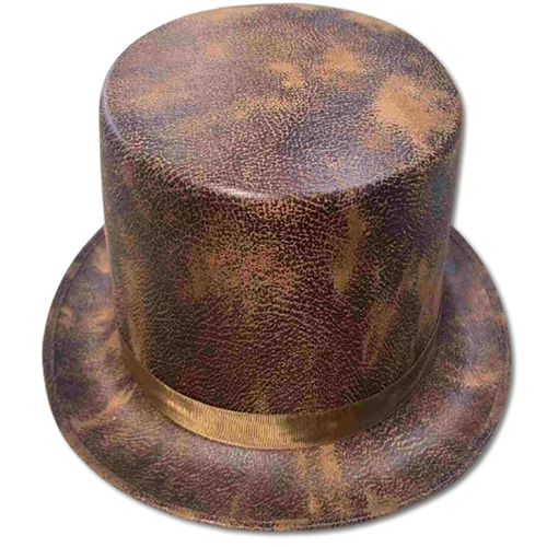 Brown Faux Leather Top Hat