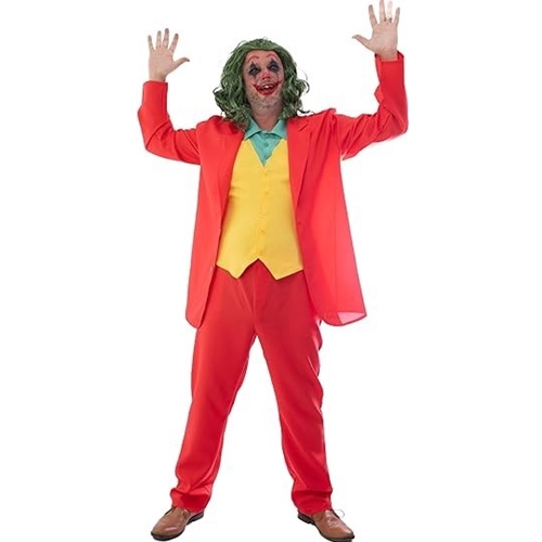 Laughing Man Clown Suit Red (4pc) Adult Costume XL